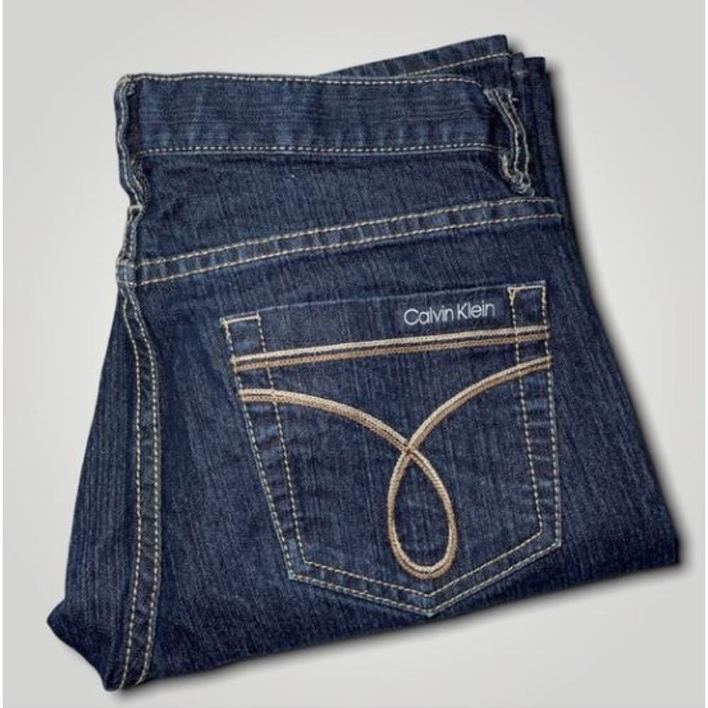 CALVIN KLEIN JEANS CLASSIC ICONIC DARK BLUE DENIM  JEANS MEDIUM 28 / 6 - Picture 3 of 9
